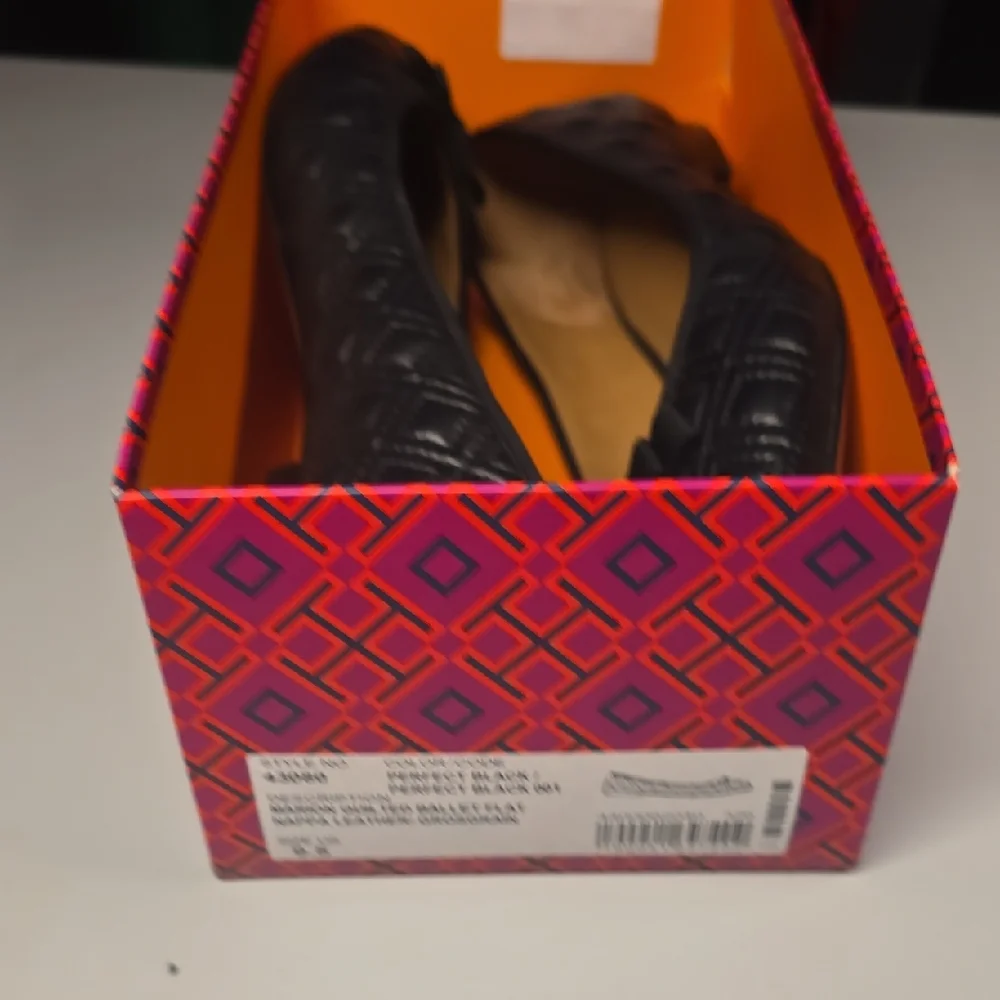 Tory Burch Black Marion Quilted Ballet Flat Size 9.5 - Picture 6 of 9